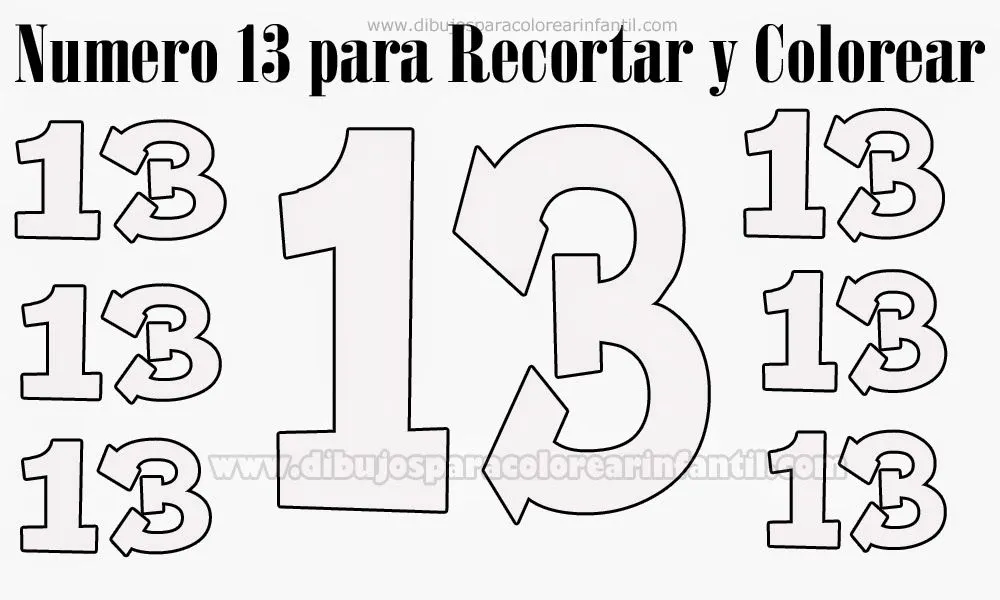Numero 13 para colorear - Dibujos para colorear ~ Dibujos para ...