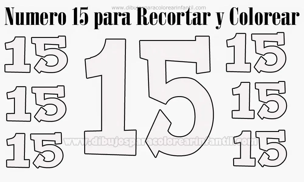 Numero 15 para recortar y colorear - Dibujos para colorear ... Numero 15 para recortar y colorear - Dibujos para colorear ...
