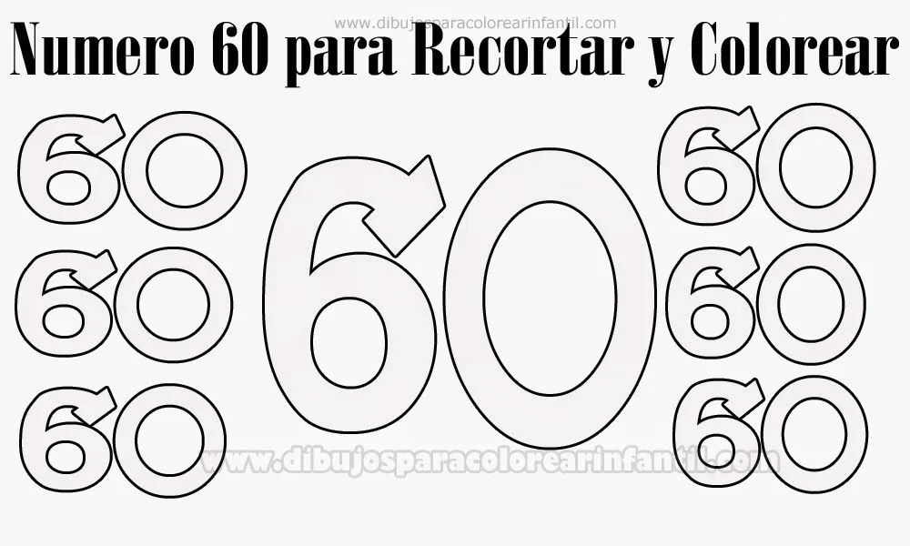 Numero 60 para imprimir y colorear ~ Dibujos para Colorear Infantil