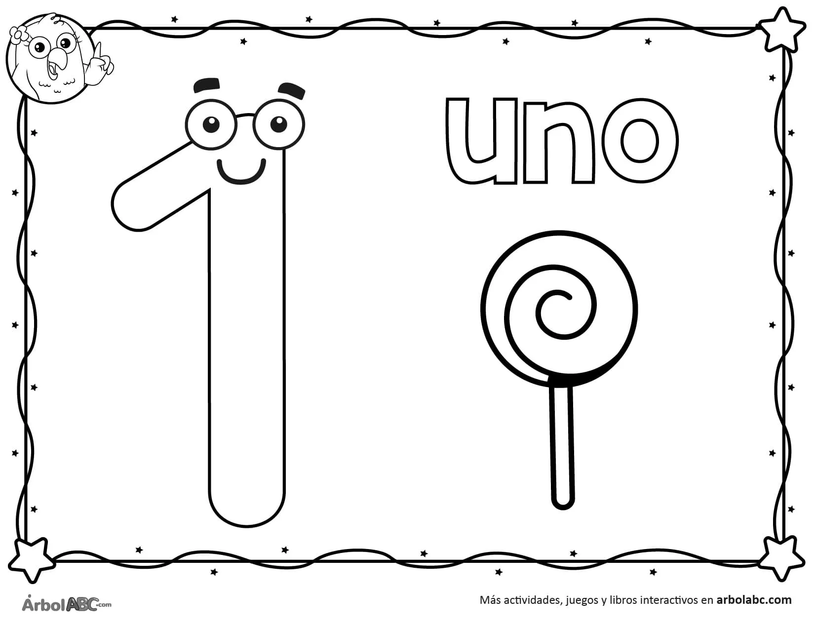 Número 1 para colorear | Árbol ABC