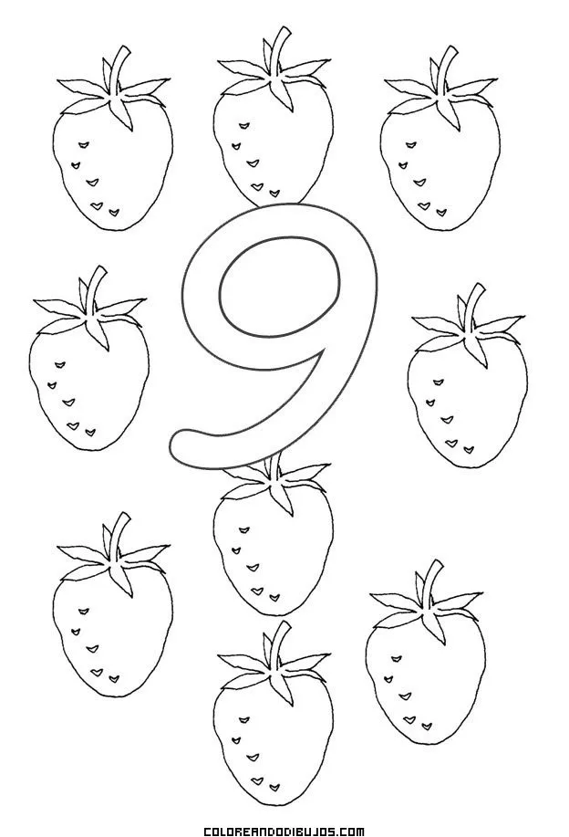 numero 9 para colorear Colouring Pages