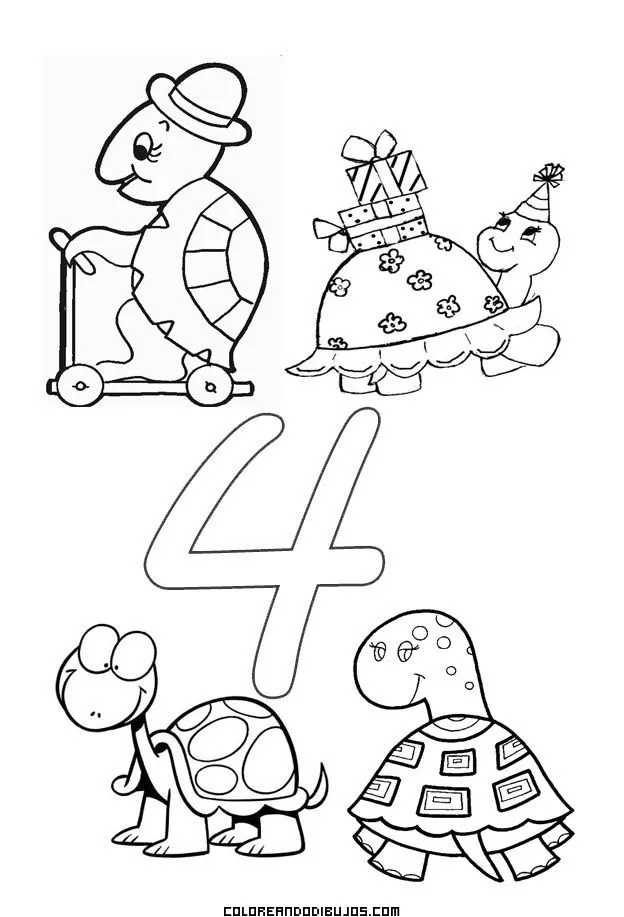 El numero 4 para colorear Colouring Pages (page 2) El numero 4 para colorear Colouring Pages (page 2)