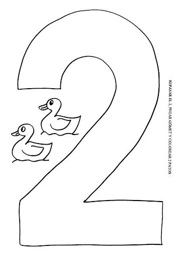 EL NUMERO 2 EN FICHAS PARA PINTAR Y APRENDER