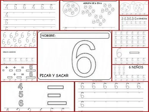 Número seis. Fichas para aprender y repasar Número seis. Fichas para aprender y repasar