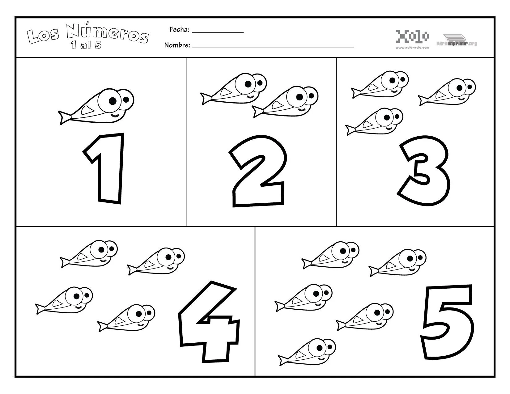 Números para imprimir del 1 al 5