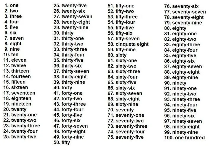 numeros en ingles del 1 al 100 | Ingles do 7º: Numbers-Numeros ... numeros en ingles del 1 al 100 | Ingles do 7º: Numbers-Numeros ...