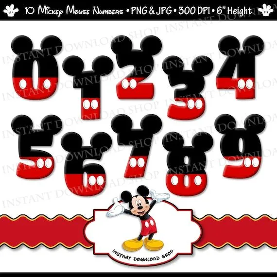 Números Mickey Mouse DOWNLOWD instantánea por InstantDownloadShop Números Mickey Mouse DOWNLOWD instantánea por InstantDownloadShop