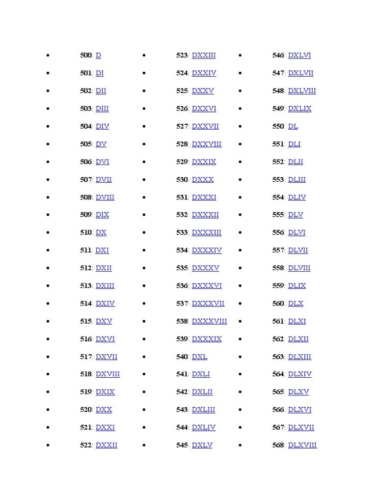 Números Romanos de 500 A 1000 | PDF