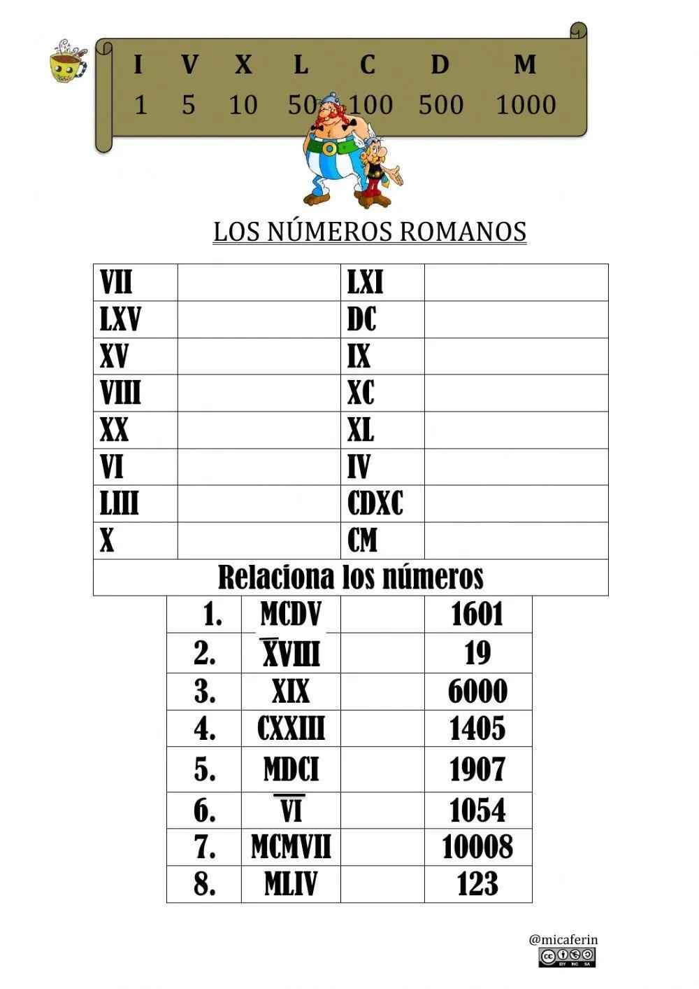 Números Romanos online pdf exercise | Live Worksheets