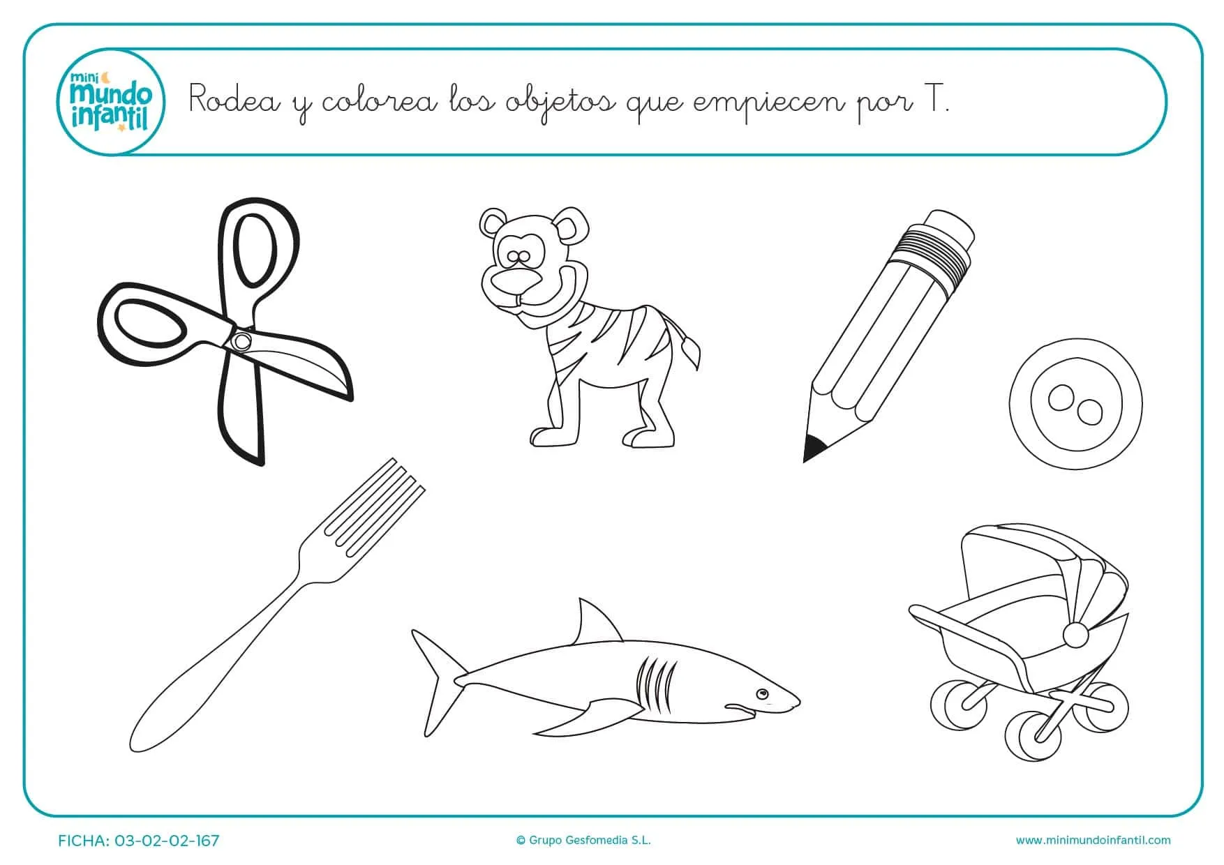 Objetos que empiecen por T para señalar con color Objetos que empiecen por T para señalar con color