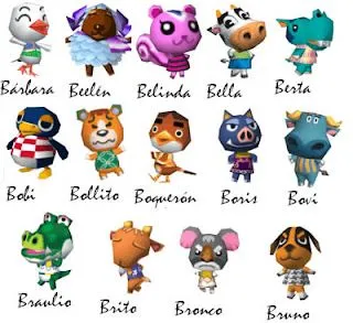 Trucos para Animal Crossing: Wild World: Vecinos (letra B)