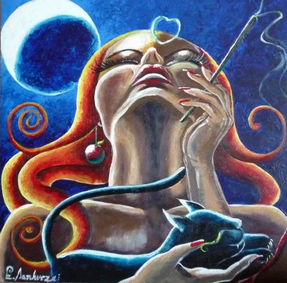 Obra de arte: Mujer con Gato 2 Artistas y arte. Artistas de la tierra Obra de arte: Mujer con Gato 2 Artistas y arte. Artistas de la tierra