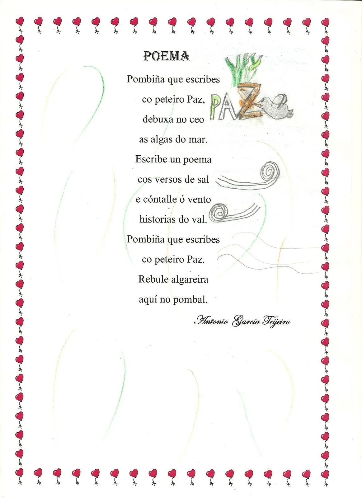Obradoiro de escritura creativa: Poemas de Paz Obradoiro de escritura creativa: Poemas de Paz