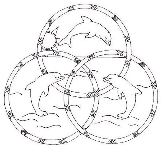 ocèanos de luz: Mandala delfinico para colorear ocèanos de luz: Mandala delfinico para colorear