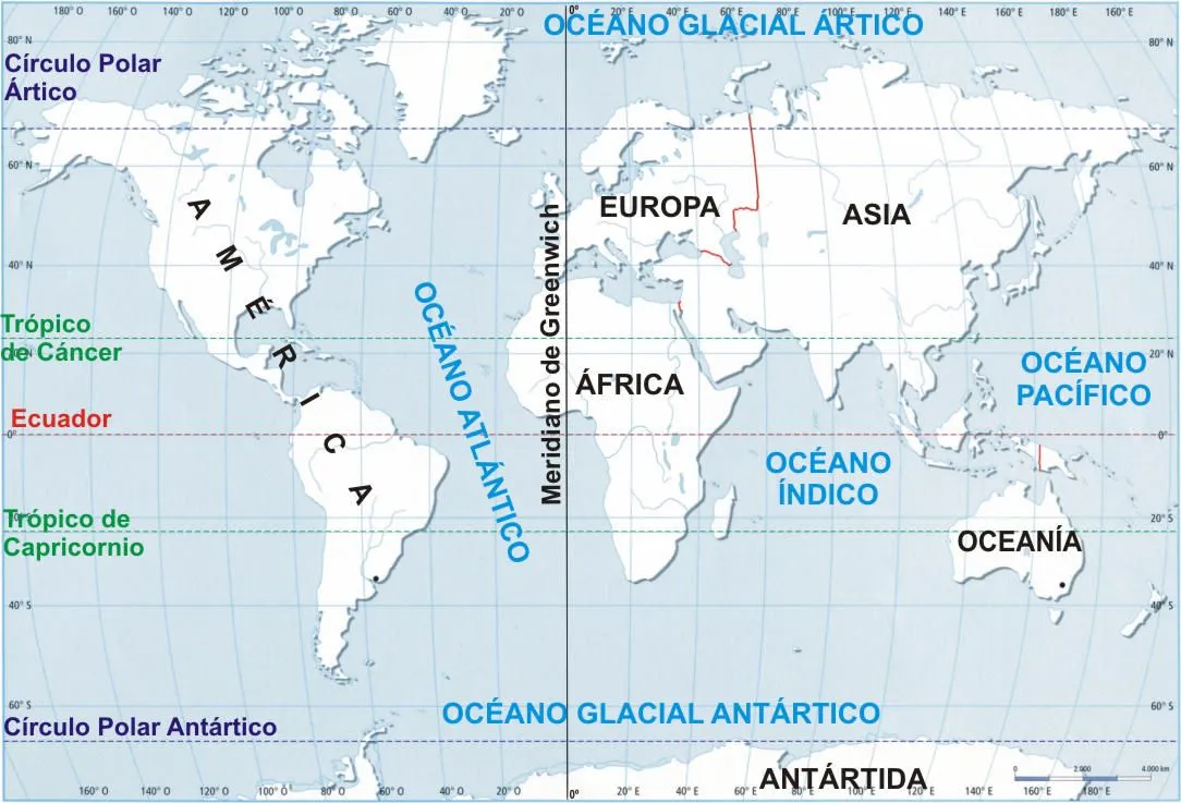 Océanos Mapa Planisferio