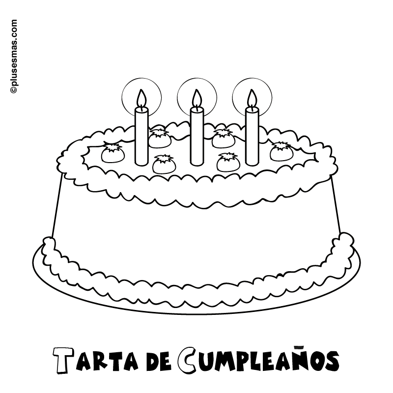 Tarta de cumpleaños para colorear. Colorear con niños. Ocio en ...