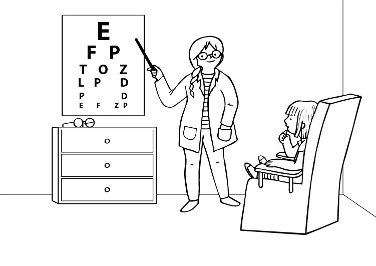 Oculista: dibujo para colorear e imprimir