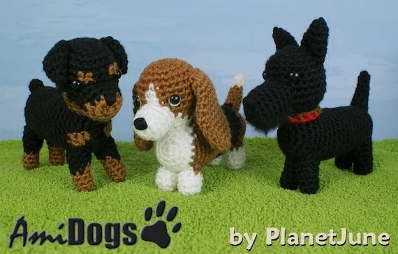 Oferta especial AmiDogs Set 7 3 amigurumi perro por PlanetJune Oferta especial AmiDogs Set 7 3 amigurumi perro por PlanetJune