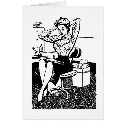 Chica de oficina del Pin-Para arriba del dibujo an Felicitaciones ...