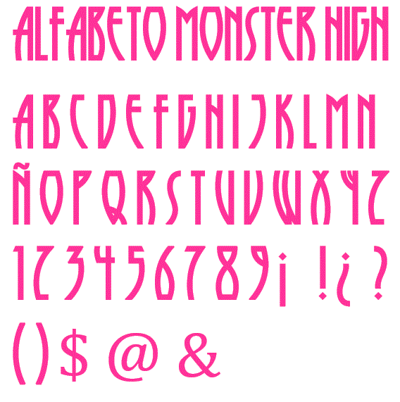Alfabeto de la fuente original de Monster High en rosa. | Oh my ...