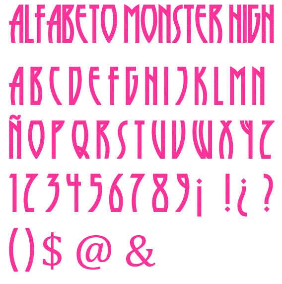 Alfabeto de la fuente original de Monster High en rosa. | Oh my ... Alfabeto de la fuente original de Monster High en rosa. | Oh my ...