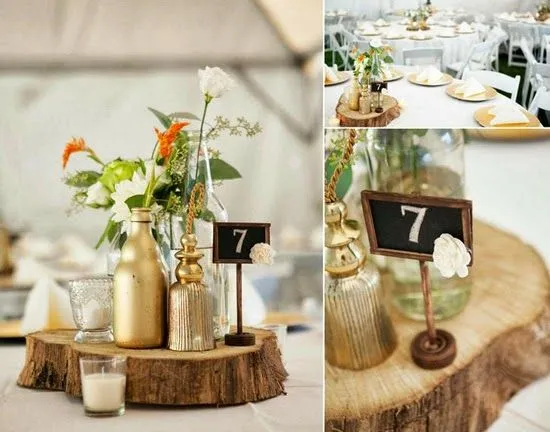 oh!myWedding: Centros de madera para las mesas oh!myWedding: Centros de madera para las mesas