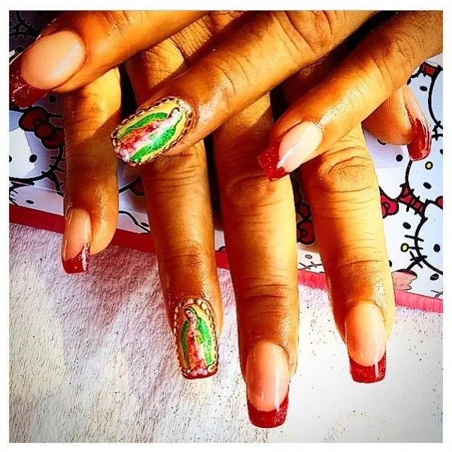 oosha nail wraps - Virgen de Guadalupe nail decals on my ... oosha nail wraps - Virgen de Guadalupe nail decals on my ...
