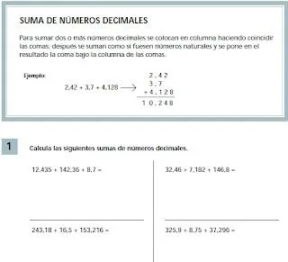 Operaciones con números decimales para imprimir (suma,resta ... Operaciones con números decimales para imprimir (suma,resta ...