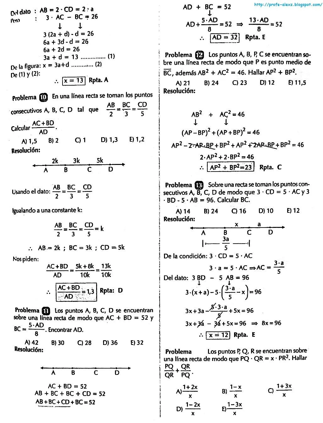 Operaciones con Segmentos de Recta - Ejercicios Resueltos ...