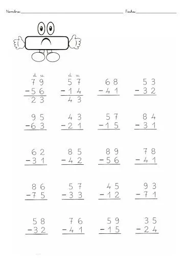 FICHAS DE SUMAS Y RESTAS SIN LLEVADAS PARA REFUERZO | FICHAS PARA ...