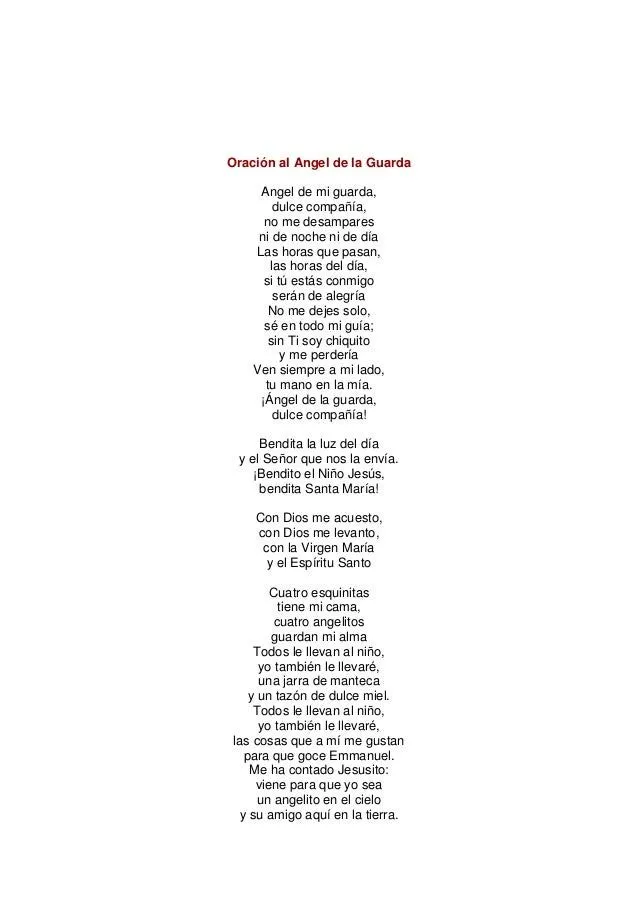 Oración al angel de la guarda