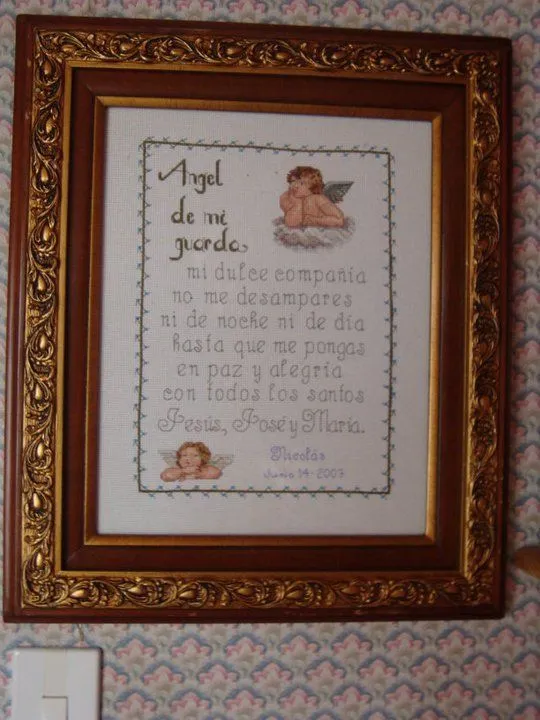 Oración del Ángel de la guarda bordada en punto de cruz | Punto de cruz angelitos, Punto de cruz angeles, Punto de cruz Oración del Ángel de la guarda bordada en punto de cruz | Punto de cruz angelitos, Punto de cruz angeles, Punto de cruz