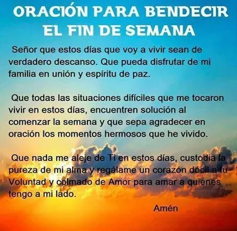 Oracion para bendecir el fin de semana | ORACINES | Pinterest