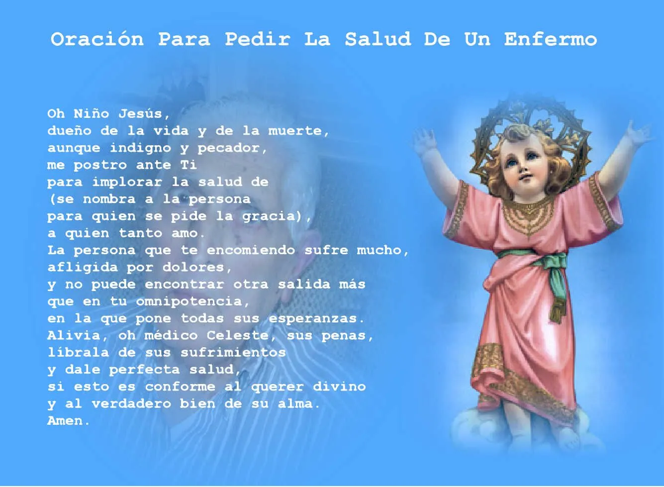 ORACIÓN POR LOS ENFERMOS AL NIÑO JESUS