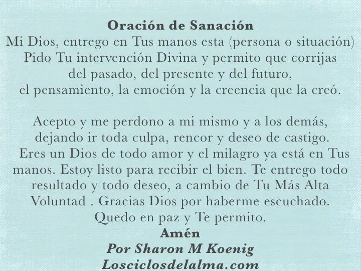 Oración de Sanación Sharon M Koenig | Citas y Frases de Los Ciclos ... Oración de Sanación Sharon M Koenig | Citas y Frases de Los Ciclos ...