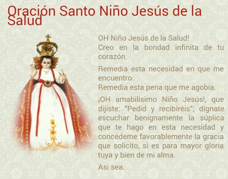 Oración al Santo Niño Jesús de la Salud | Rosary, chaplets ...