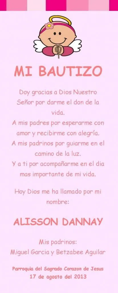 Oraciones para bautizos de una niña - Imagui | Favor christening ... Oraciones para bautizos de una niña - Imagui | Favor christening ...