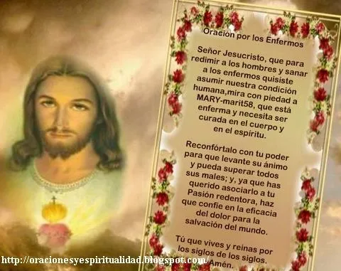 ORACIONES Y ESPIRITUALIDAD: Oración por LOS ENFERMOS... ORACIONES Y ESPIRITUALIDAD: Oración por LOS ENFERMOS...