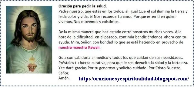 ORACIONES Y ESPIRITUALIDAD: Oración para pedir por la SALUD... ORACIONES Y ESPIRITUALIDAD: Oración para pedir por la SALUD...