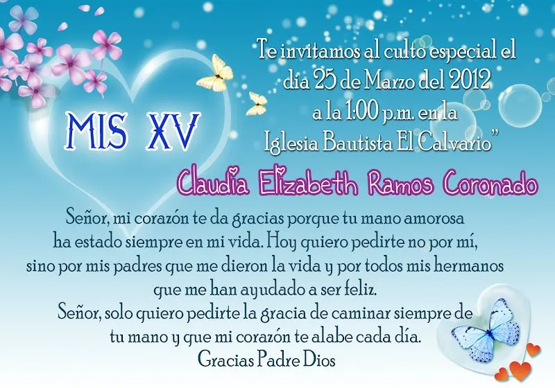 Oraciones para invitaciónes XV años - Imagui Oraciones para invitaciónes XV años - Imagui