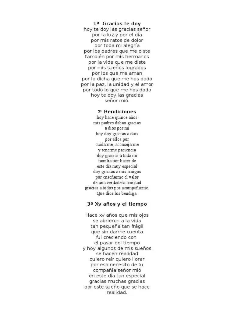 ORACIONES XV AÑOS