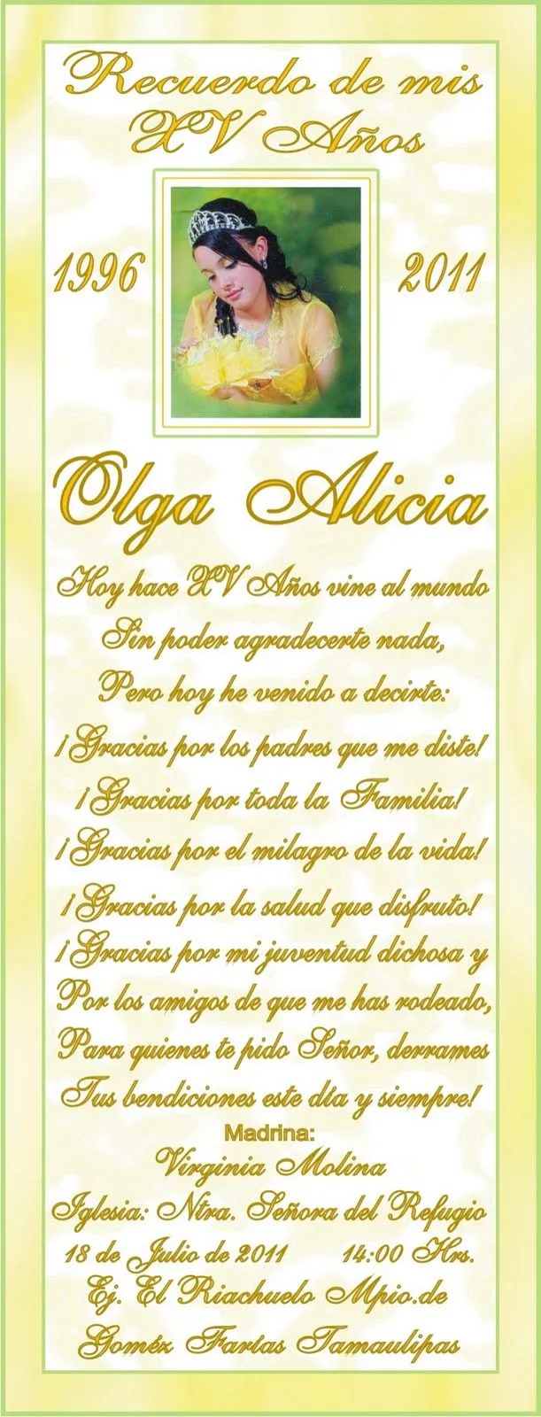 Oraciones para 15 años - Imagui