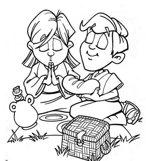 Dibujos Cristianos Para Colorear: Orar por los alimentos para colorear Dibujos Cristianos Para Colorear: Orar por los alimentos para colorear