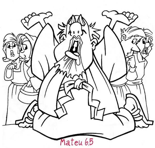 Dibujos Católicos : Hipócrita orando para colorear Mateo 6: