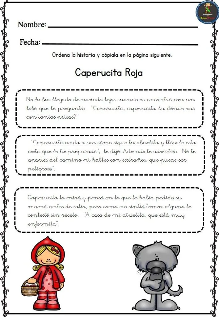 Ordena los párrafos de un cuento tradicional Ordena los párrafos de un cuento tradicional