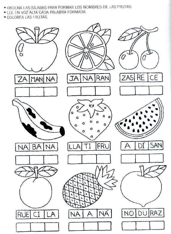 ordenar Fichas de ejercicios con sílabas para niños | ALIMENTOS ... ordenar Fichas de ejercicios con sílabas para niños | ALIMENTOS ...