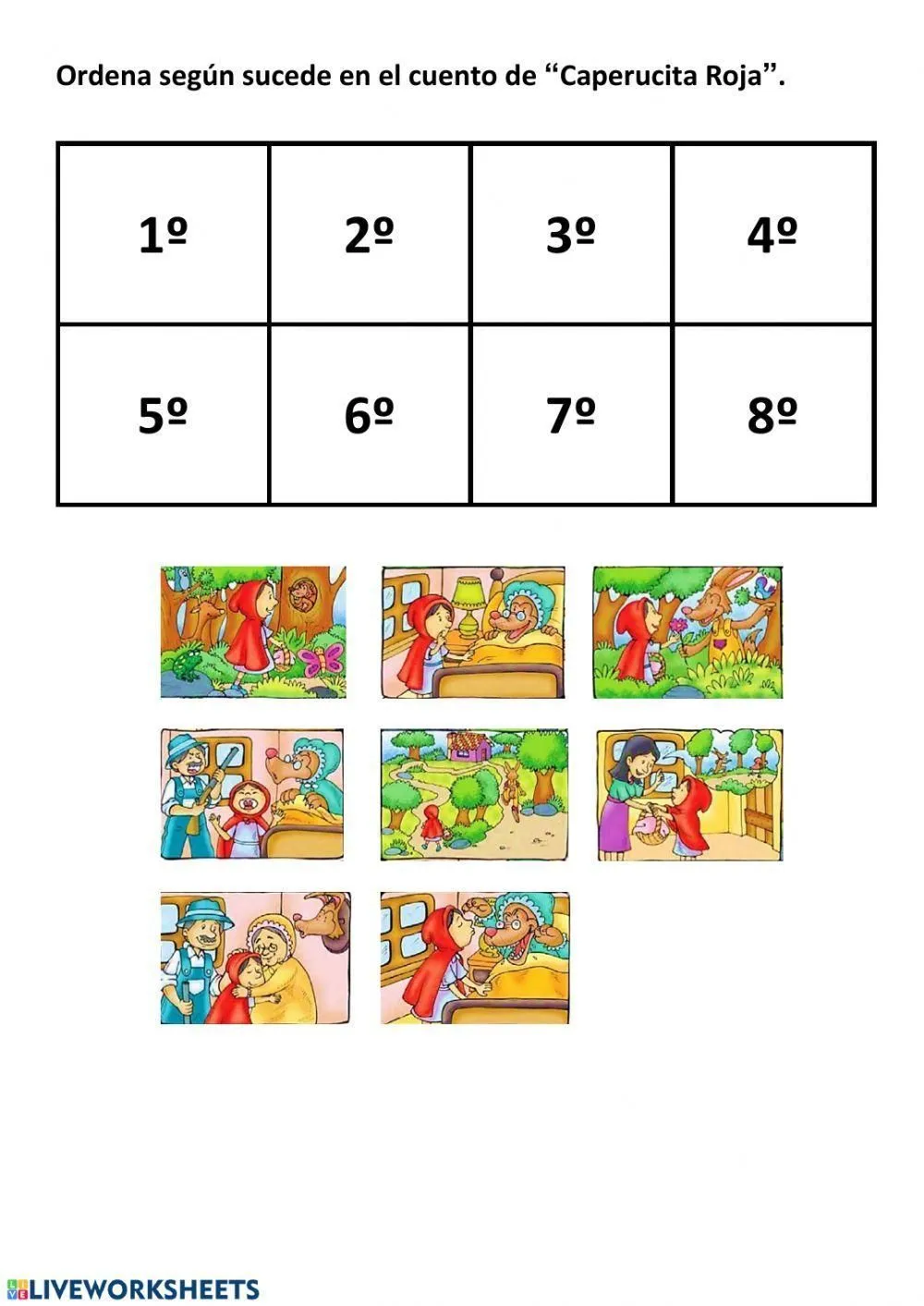 Ordenar Secuencia Caperucita Roja worksheet | Live Worksheets