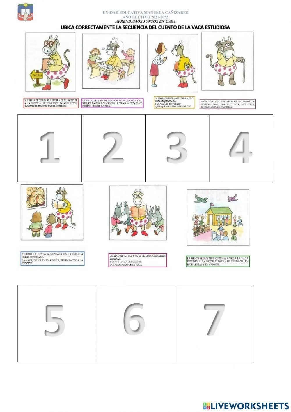 Ordenar la secuencia de cuento interactive worksheet | Live Worksheets Ordenar la secuencia de cuento interactive worksheet | Live Worksheets