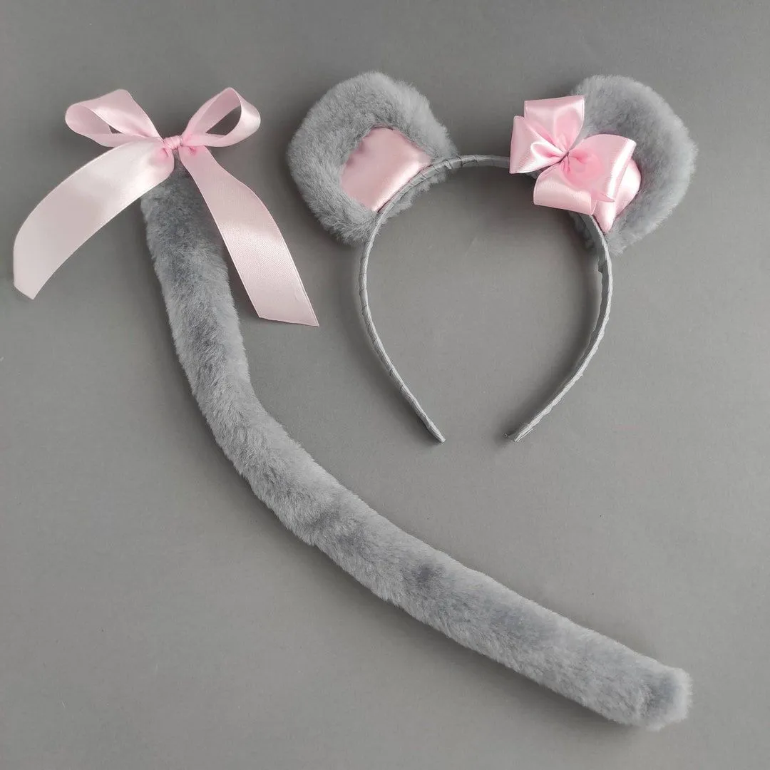 Orejas y cola de ratón gris para niñas - Etsy México Orejas y cola de ratón gris para niñas - Etsy México