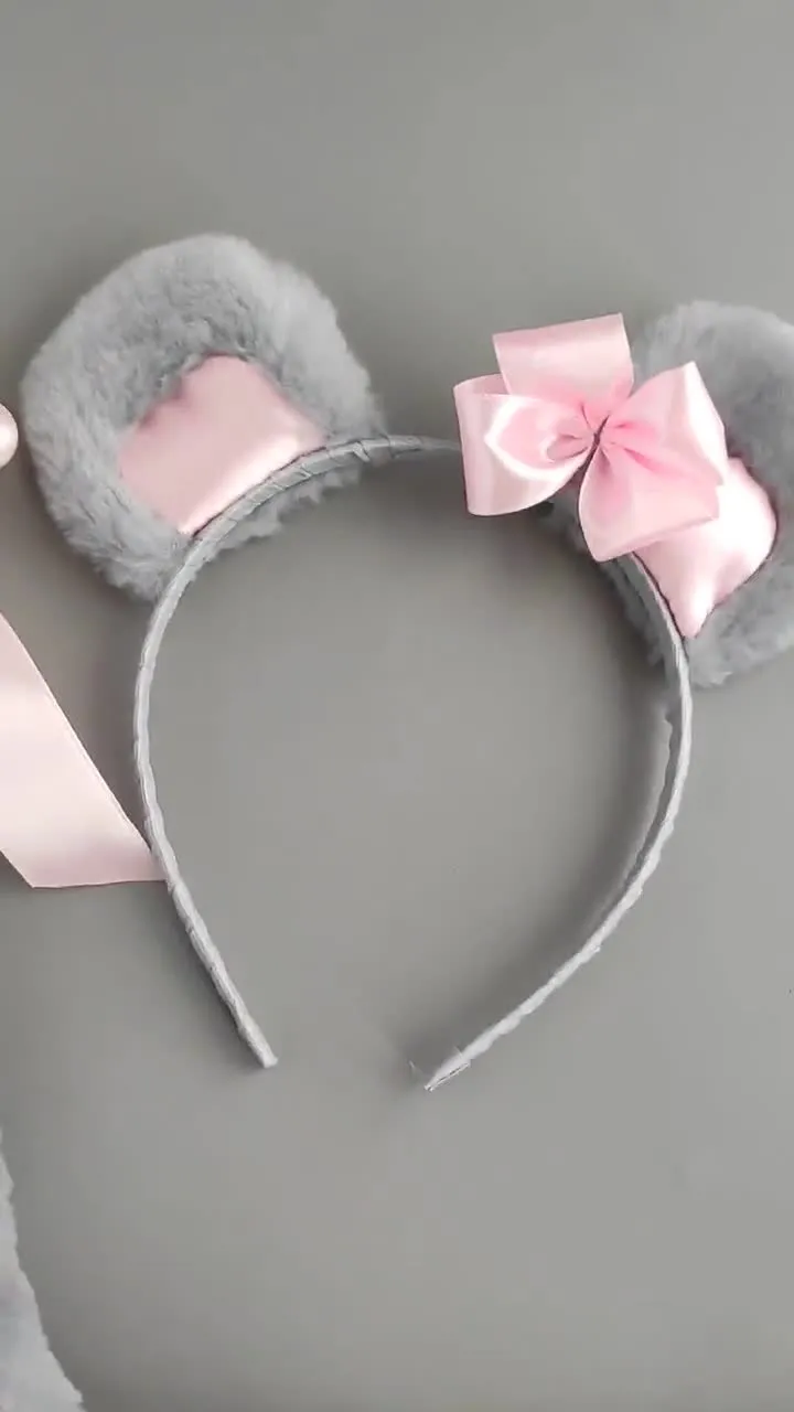 Orejas y cola de ratón gris para niñas - Etsy México Orejas y cola de ratón gris para niñas - Etsy México